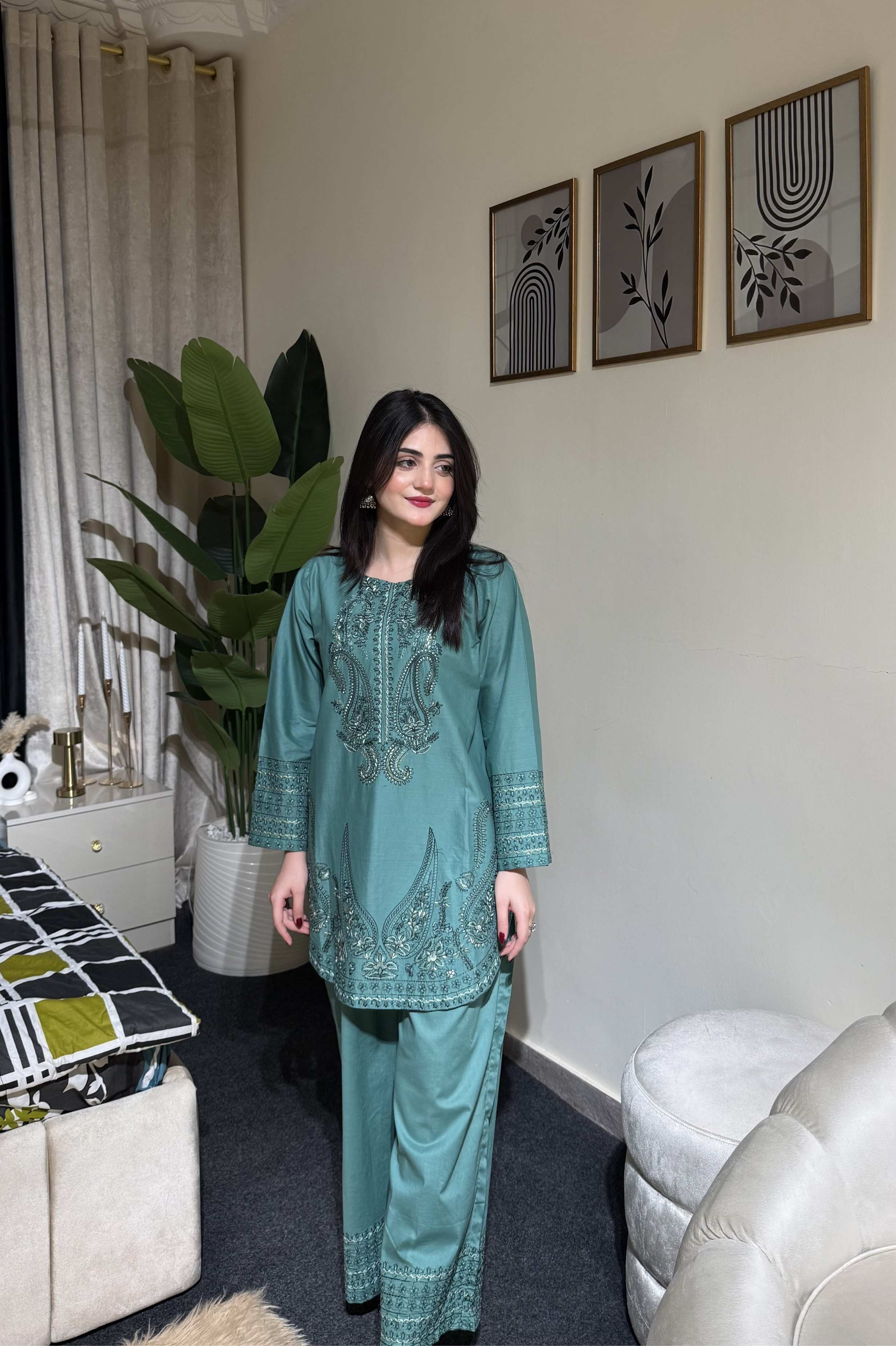 2 Piece - Embroidered Lawn Ready To Wear Co-Ord Set