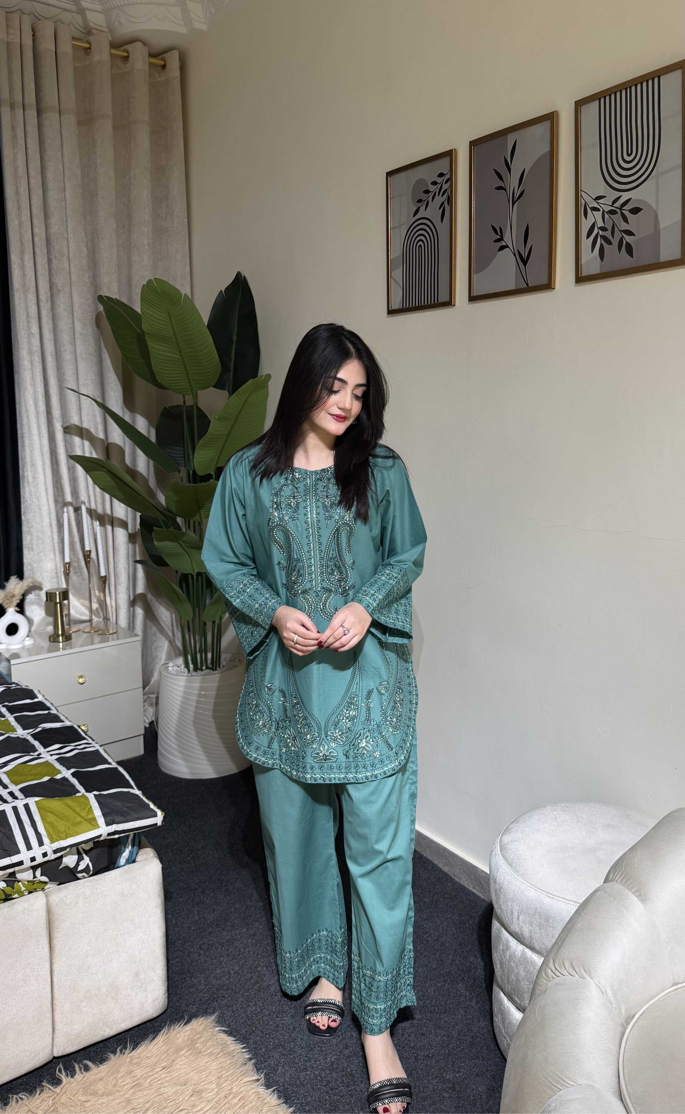 2 Piece - Embroidered Lawn Ready To Wear Co-Ord Set