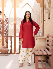 Farshi lawn suit meroon