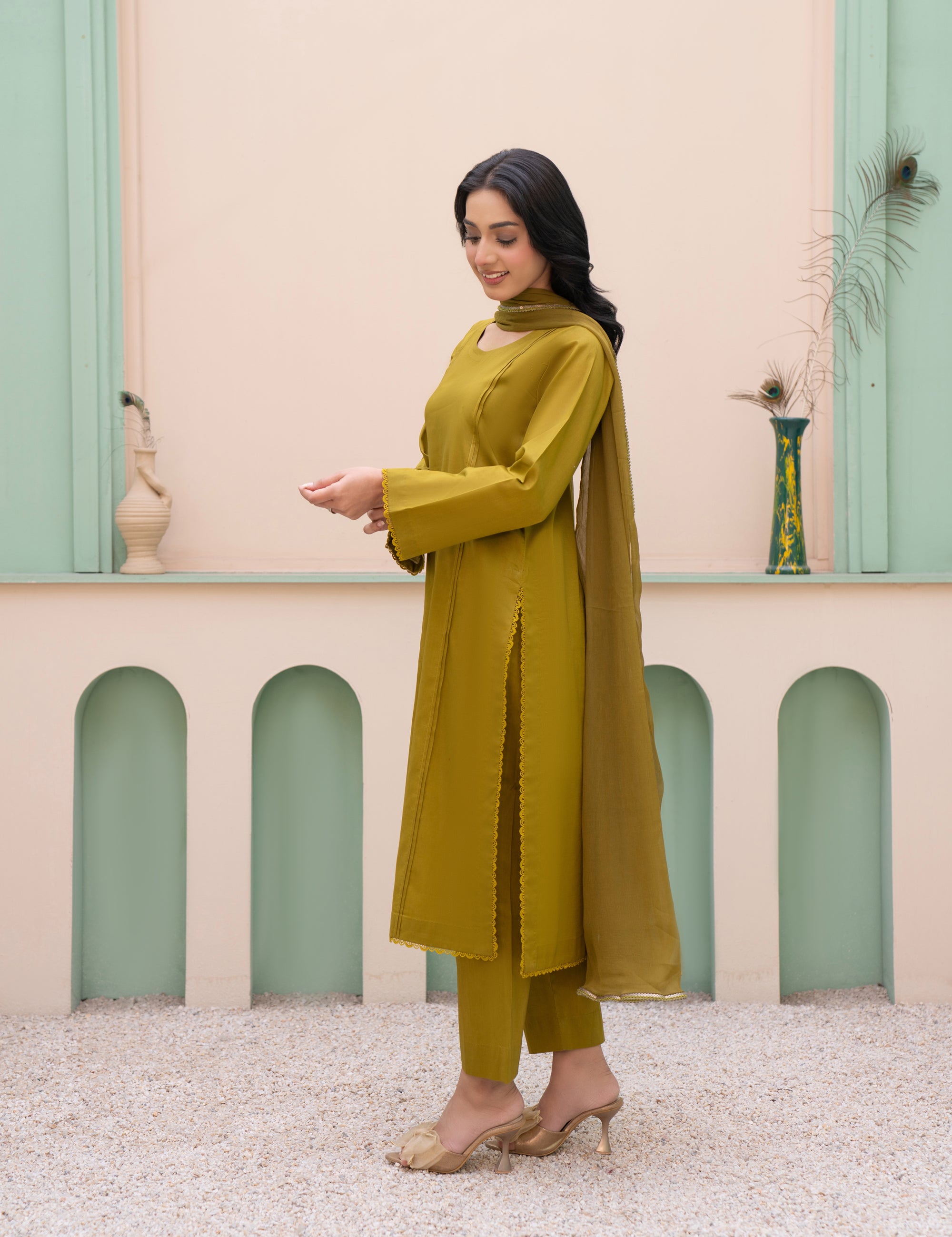 Olive shalwar kameez
